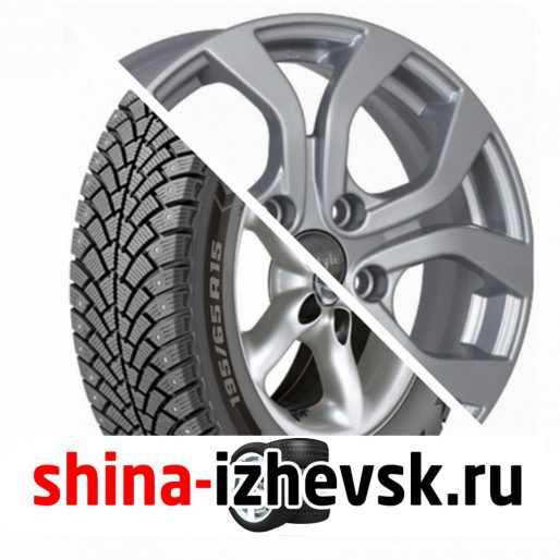 Колесо в сборе BF Goodrich G Force Stud 215/55 R16 Q 97 + КиК Серия Реплика КС704 (ZV 16 Cerato) 6.5xR16 5×114.3 ET50 DIA67.1 Серебристый в Ижевске